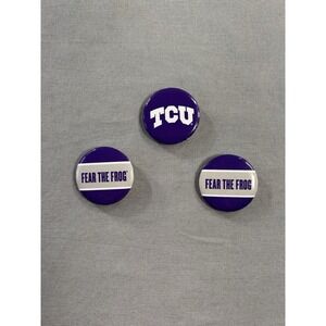 Texas Christian TCU Fear The Frog Button Pins 1.25" Round Lot Of 3 Collegiate